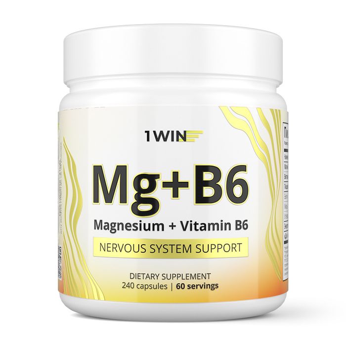 Магний + Витамин В6, Magnesium + Vitamin B6, 1Win, 240 капсул