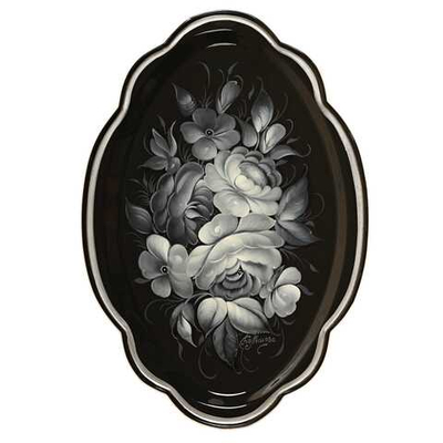 Жостовский поднос декоративный, размер 32х22 см (A11), металлический