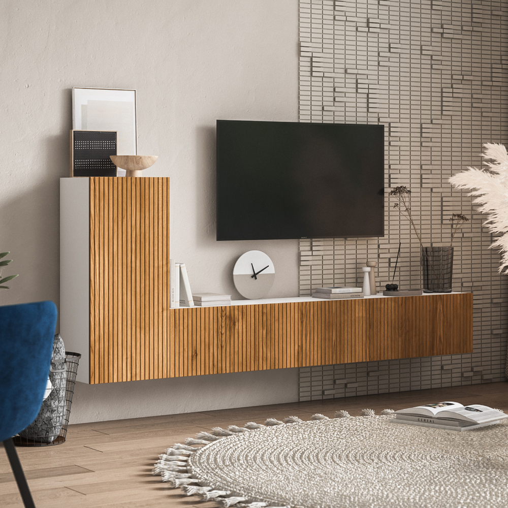 ТВ Тумба BOSS MILLING 100 Белый снег, Дуб американский