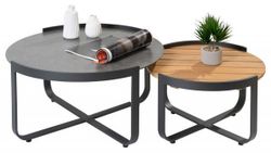 Boden, стол кофейный антрацит/коричневый, алюминий/закаленное стекло с керамической печатью