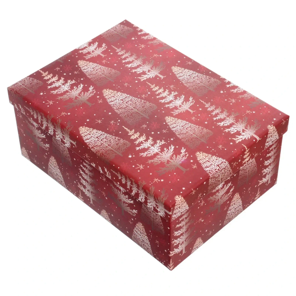 Коробка подарочная «Веселые елочки» 25*18*10,5 см