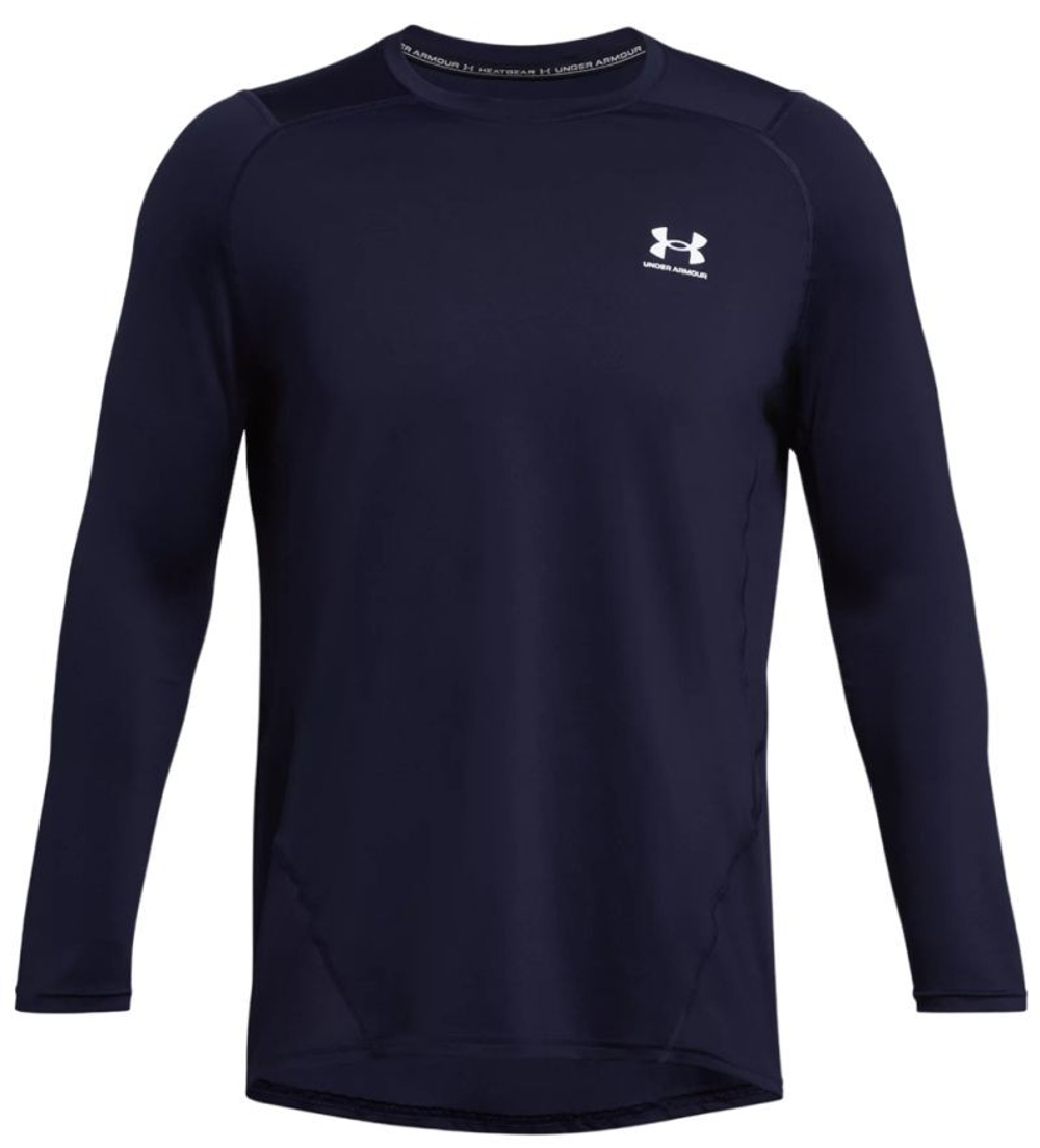 Мужская теннисная футболка Under Armour Men's HeatGear Armour Fitted Long Sleeve - midnight navy/white