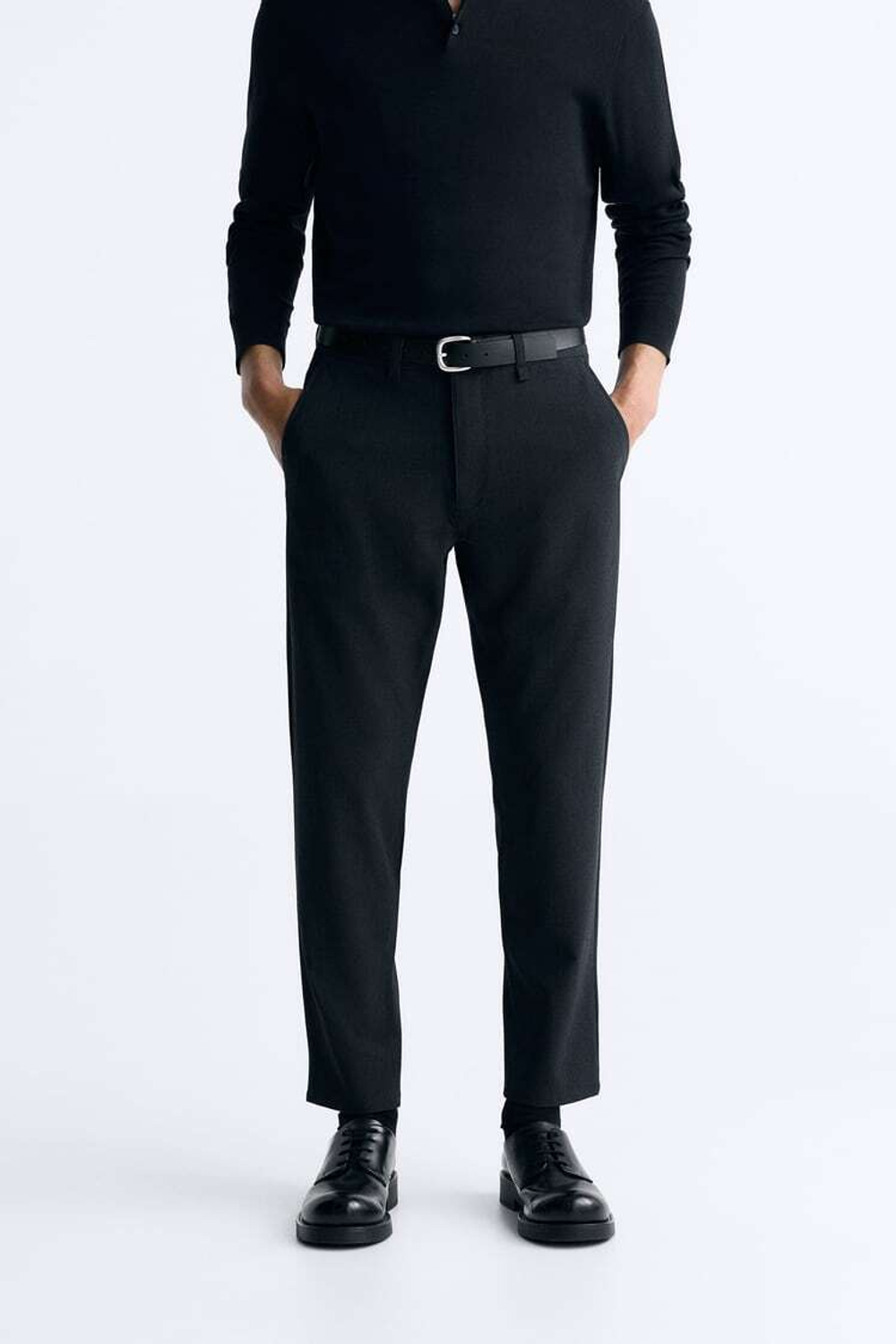 ZARA БРЮКИ КОМФОРТНОЙ ПОСАДКИ ИЗ РЕЛЬЕФНОЙ ТКАНИ, СИНИЙ