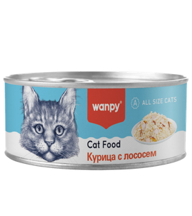 Wanpy Cat Консервы для кошек "Курица с лососем" 95гр. (33005)