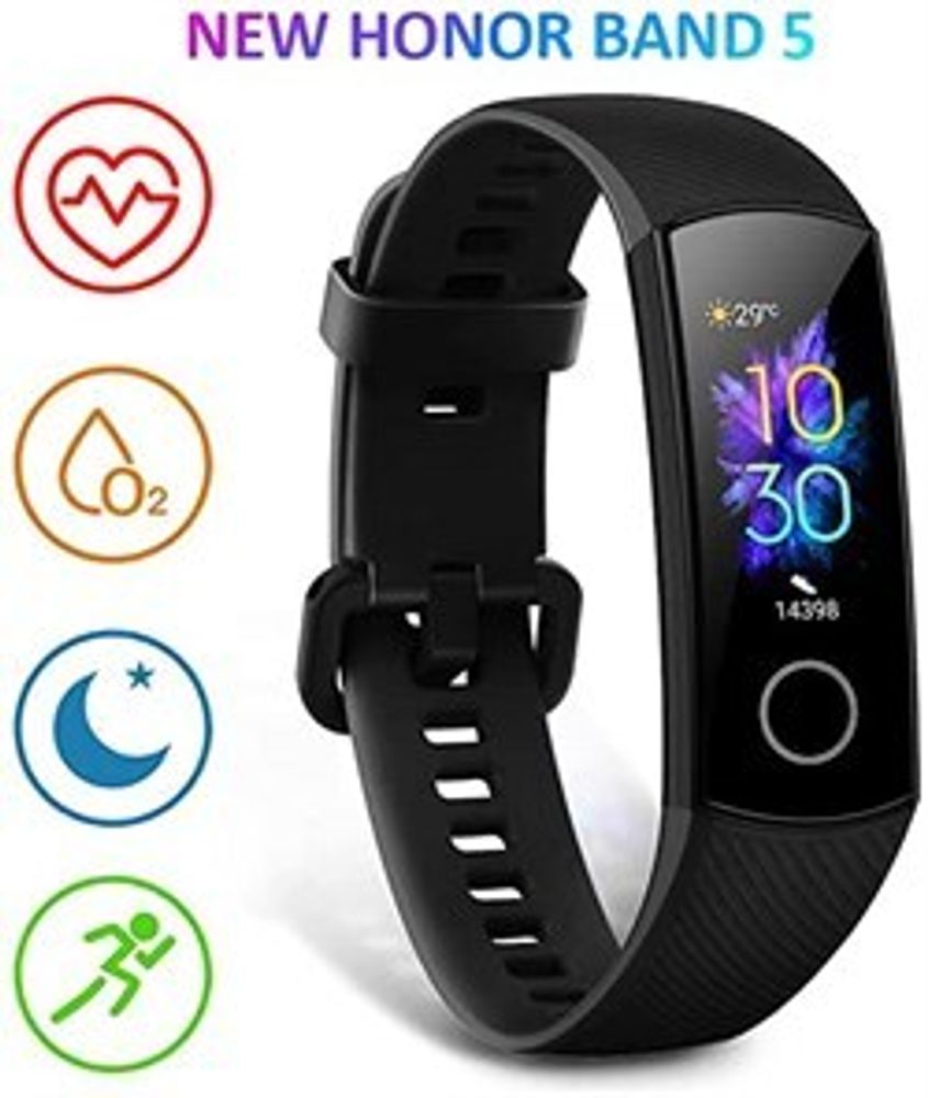 Honor Band 5 Black/0,95” AMOLED/кардио, спортивный, бассейн режимы/TruSleep/водонепро Фитнес-браслет