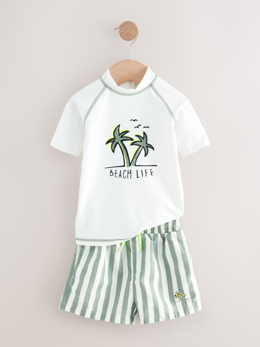 Костюм плавательный раздельный для мальчика Next AA2-465, Белый, Зеленый