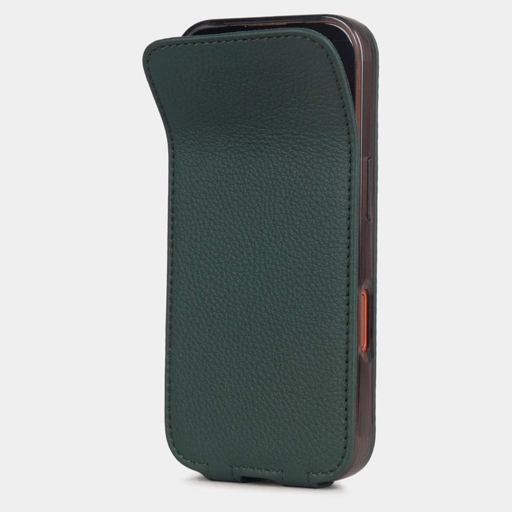 Кожаный чехол для iPhone 17 Pro, теленок темно-зеленого цвета