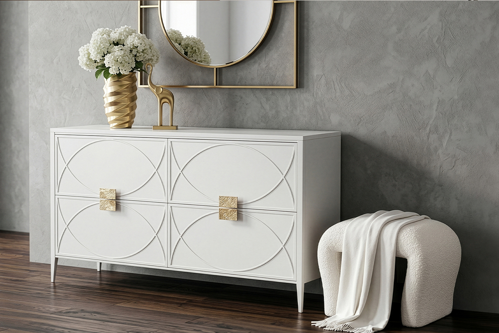 Банкетка Garda Decor букле белый d54*40,5*45,5 см