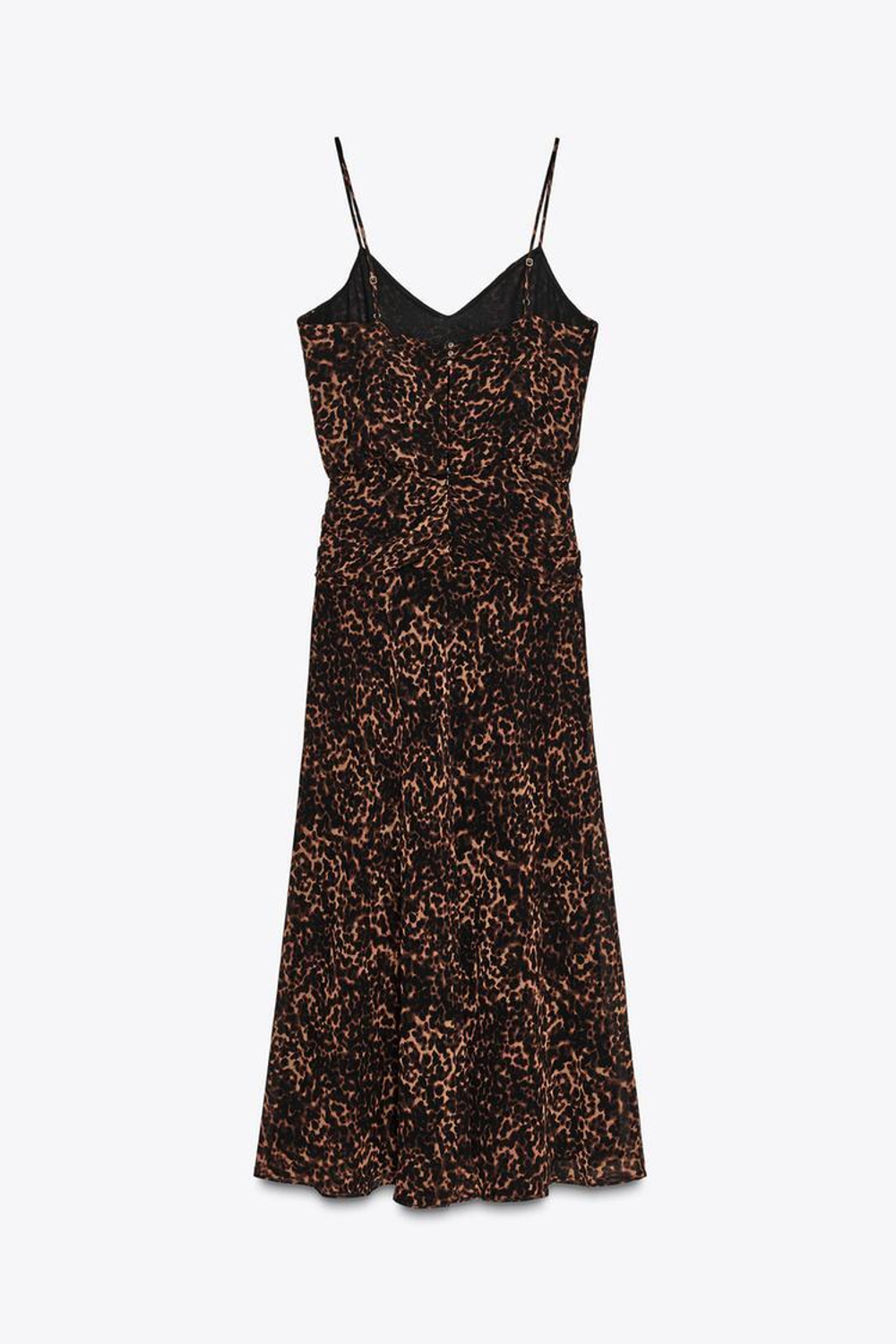 ZARA ПЛАТЬЕ МИДИ С АНИМАЛИСТИЧЕСКИМ ПРИНТОМ, ЛЕОПАРДОВЫЙ