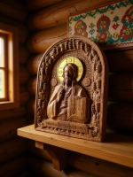 Освященная Икона «Господь Вседержитель» из дуба 25.5х19 см