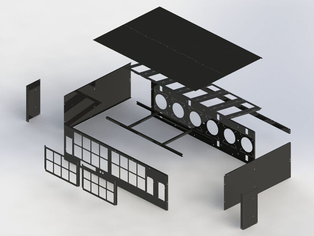 Корпус для майнинга с разделением потоков под 12 видеокарт