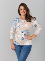 Лонгслив ЛНв-306/бежевый-индигоцветы