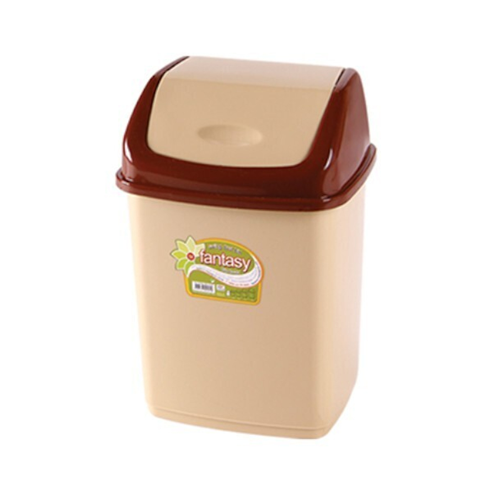 Контейнер для мусора с плавающей крышкой "Фантазия" 18 л коричневый-бежевый