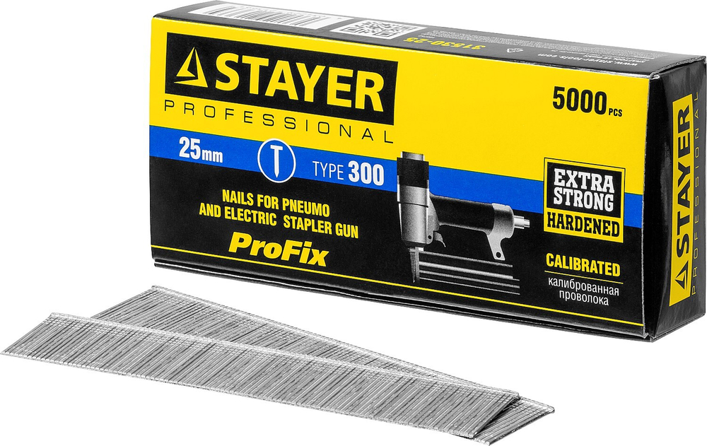 STAYER тип 18GA (47/300/F), 25 мм, 5000 шт, гвозди для нейлера, Professional (31530-25)