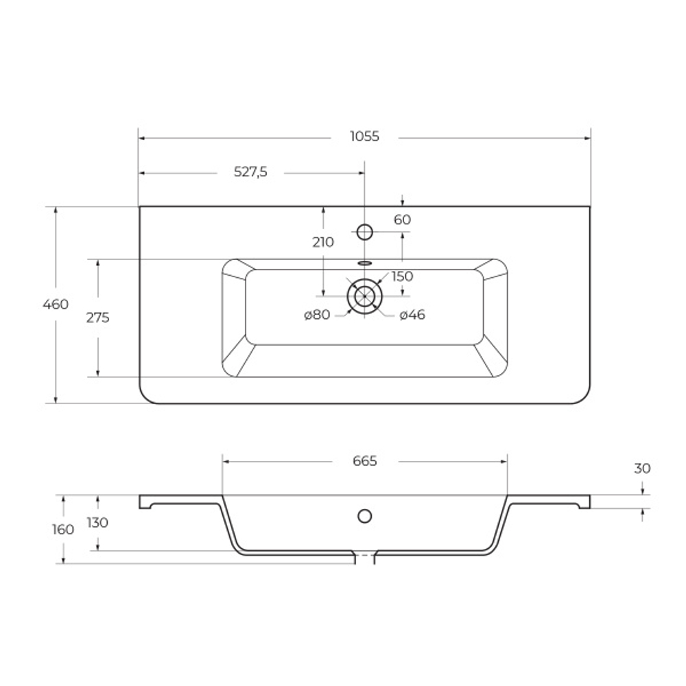 Тумба подвесная с керамической раковиной BelBagno ALBANO-CER-1050-2C-SO-BL