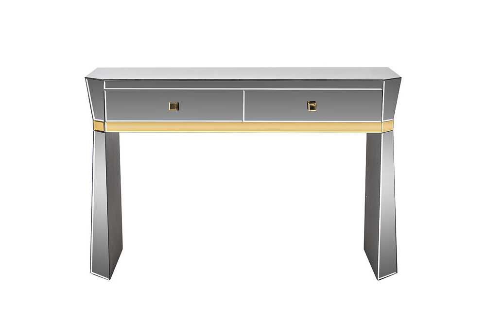 Консоль Garda Decor 2 ящика с золотистой отделкой 120*42*79 см