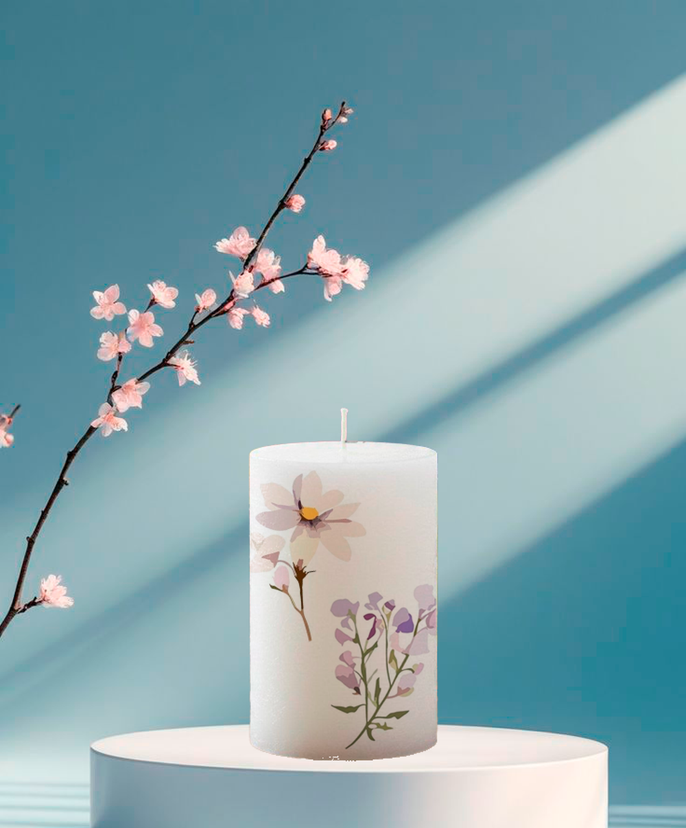 Трансфер переводной - декаль для свечей и гипса цветочки 018