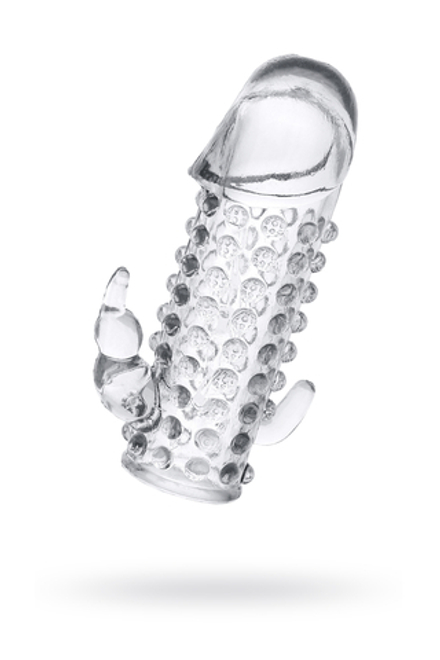 Насадка на пенис с дополнительной стимуляцией TOYFA Basic, TPE, прозрачный, 13 см