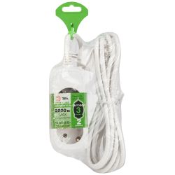 Удлинитель электрический ЭРА UDL-10-230-E Greenline 2 розетки с заземлением 3м ПВС 3x0.75мм2 | Бытовые удлинители