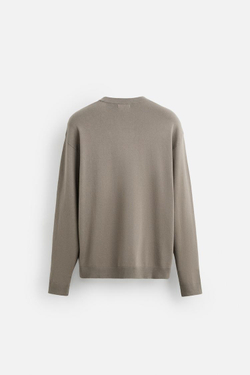 ZARA СВИТЕР ИЗ ВИСКОЗЫ С РЕЛЬЕФНЫМ УЗОРОМ, СЕРО-КОРИЧНЕВЫЙ