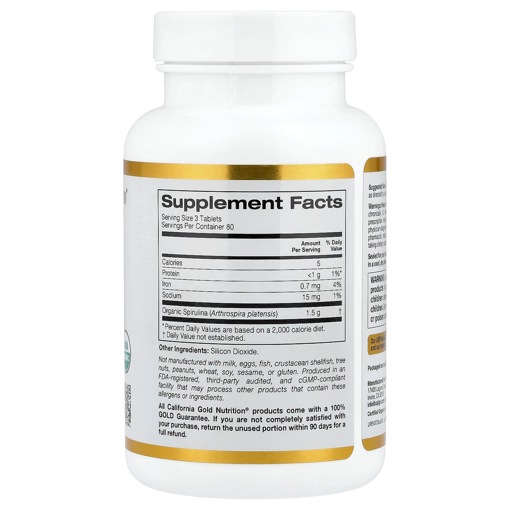 California Gold Nutrition, органическая спирулина, 240 таблеток (500 мг в 1 таблетке)