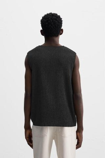 ZARA МАЙКА ИЗ РЕЛЬЕФНОЙ ТКАНИ, ЧЕРНЫЙ