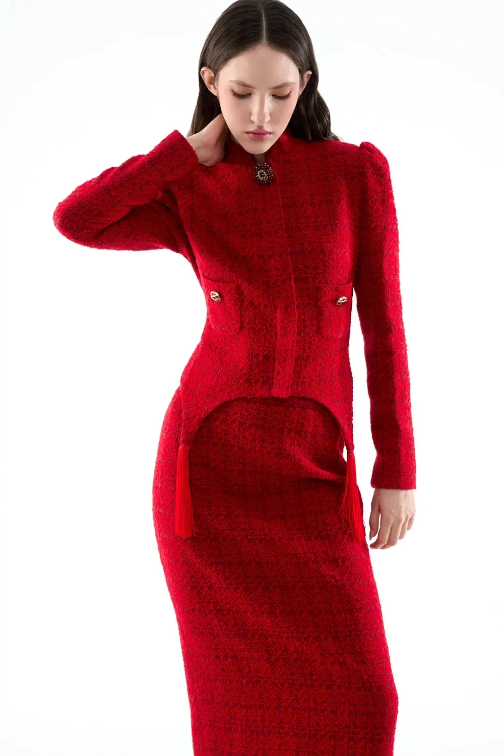 Юбка-карандаш миди красный