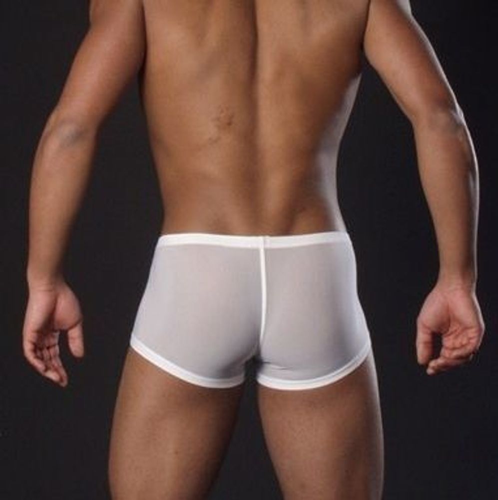 Мужские трусы хипсы прозрачные белые Manstore Bungee Pants Hysterie White
