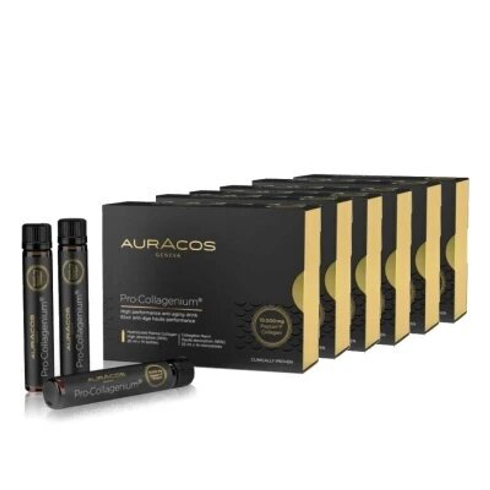 Жидкий питьевой коллаген Auracos PRO Collagenium, БАД для кожи, волос, ногтей, 14 бутылочек по 25 мл. швейцария