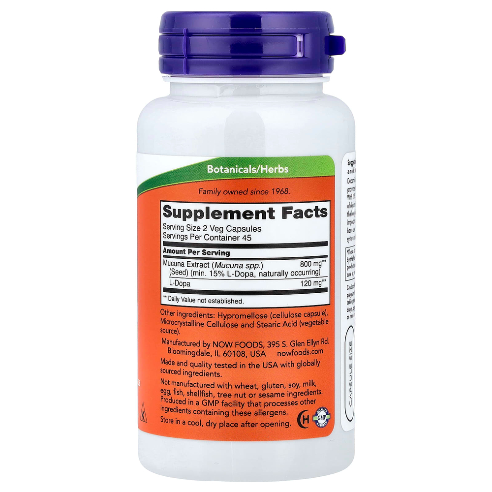 NOW Foods, мукуна жгучая, 90 растительных капсул