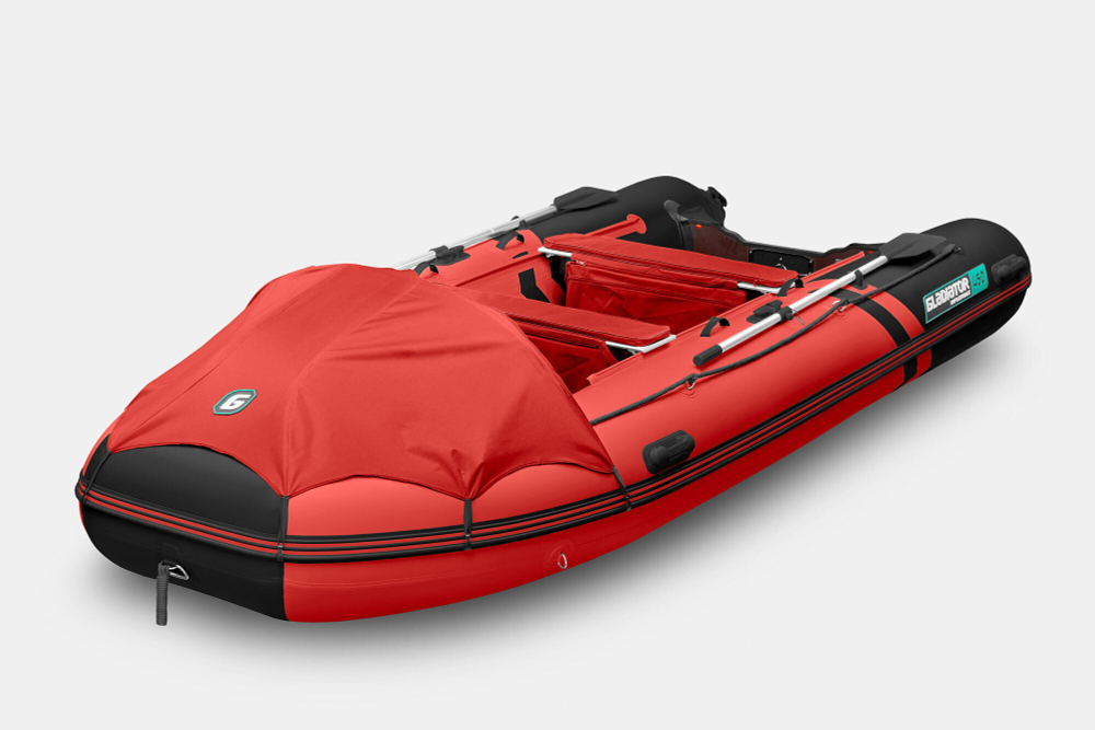 Надувная лодка GLADIATOR E450PRO красно-черный