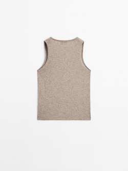 Massimo Dutti Топ с круглым вырезом из 100% кашемира, норка