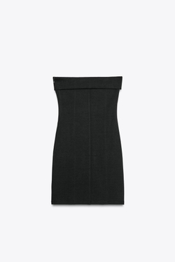 ZARA ПЛАТЬЕ ИЗ ИНТЕРЛОКА С ОТКРЫТЫМИ ПЛЕЧАМИ, ЧЕРНЫЙ