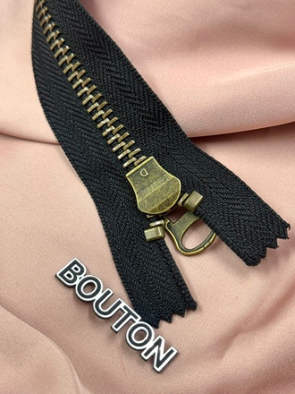 Молния черная с бронзовым массивным бегунком