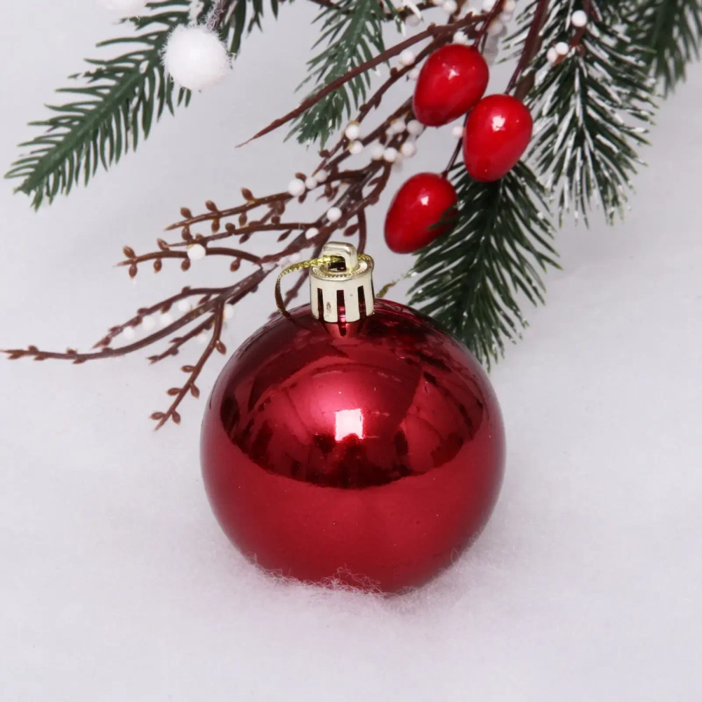 Новогодние шары 6 см (набор 24 шт) «Глянец», темный рубин