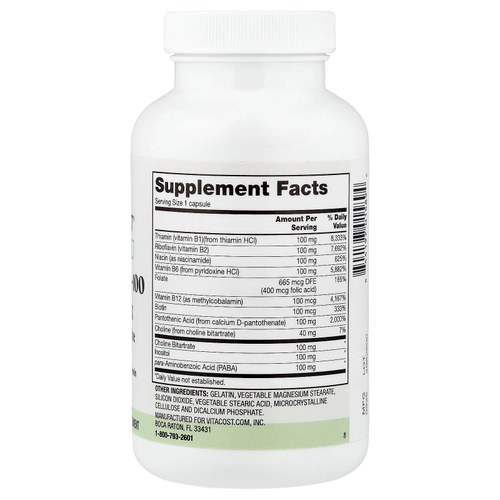 Vitacost, Everyday, комплекс витаминов B100, 100 капсул