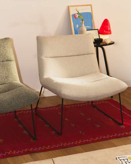 Лаунж-кресло Asen, бежевый шенилл, черные ножки