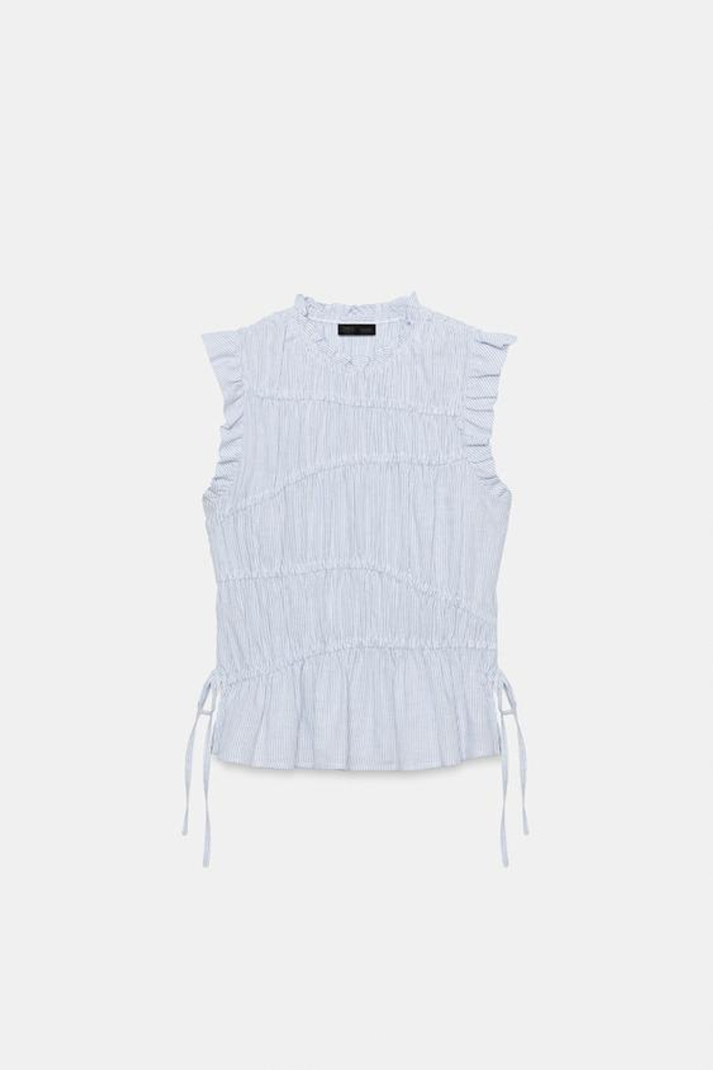 ZARA ТОП В ПОЛОСКУ ИЗ ЭЛАСТИЧНОЙ ТКАНИ, СИНИЙ/БЕЛЫЙ
