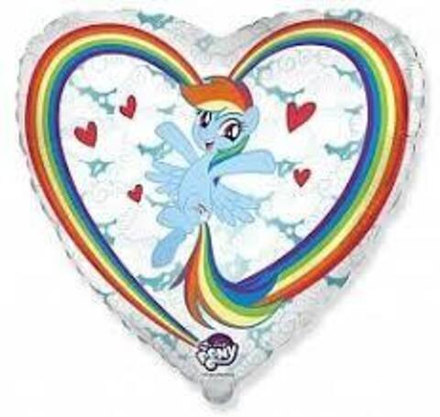 Шар (18""/46 см) Сердце, My Little Pony, Лошадка Радуга в облаках, Белый, 1 шт. Е29