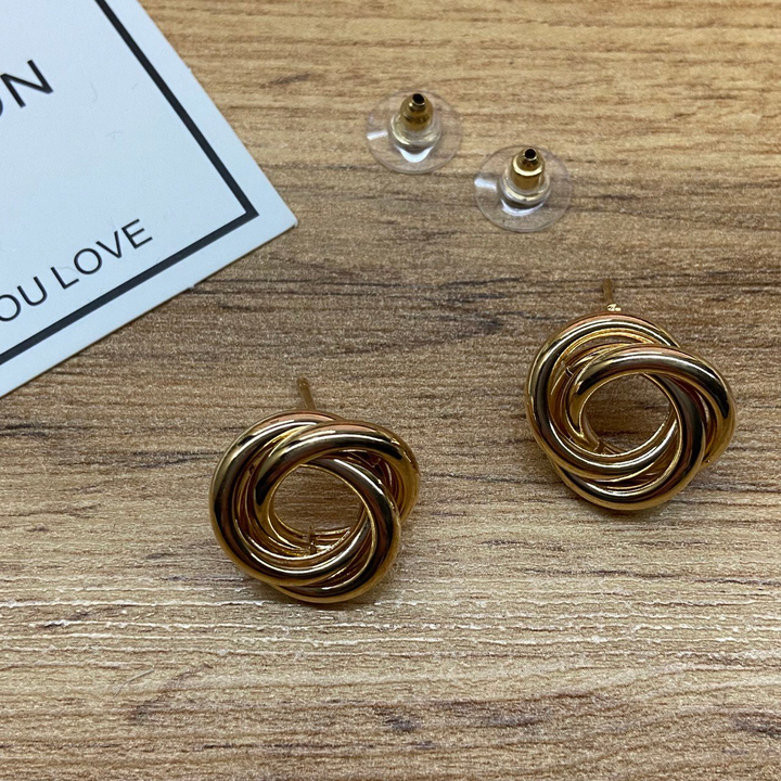 Серьги Fashion кольцо тройное цвет золотистый 2 см