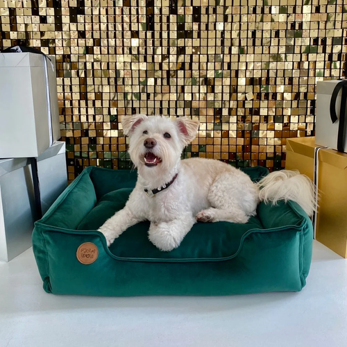 Лежанка из микровелюра, изумрудный Rachel WOW