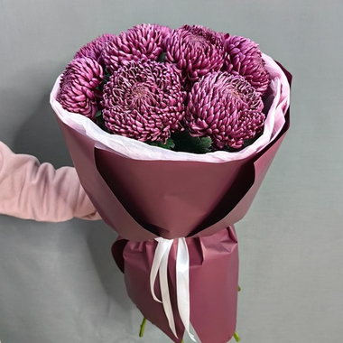 Букет из 9 одноголовых хризантем "BIGOUDI PURPLE"