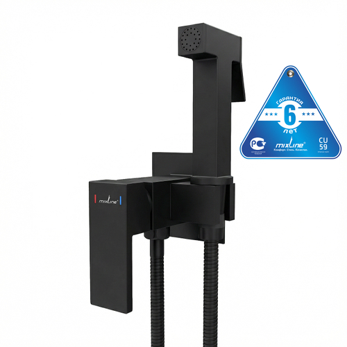 Смеситель с гигиенической лейкой 25k MIXLINE ML31-082BL "Ray" встраиваемый ЧЕРНЫЙ