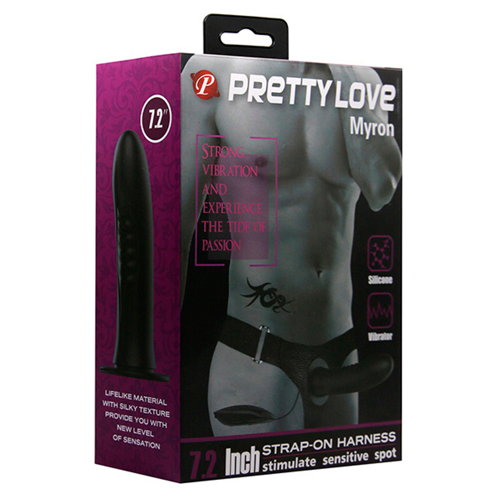 Мужской вибрострапон 18,5см на трусиках Pretty Love Harness Myron Strap-On BW-022056