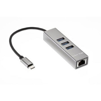 Telecom Переходник USB 3.1 Type-C -->RJ-45 1000Mbps +3 USB3.0, Aluminum Shell, 0.2м Telecom