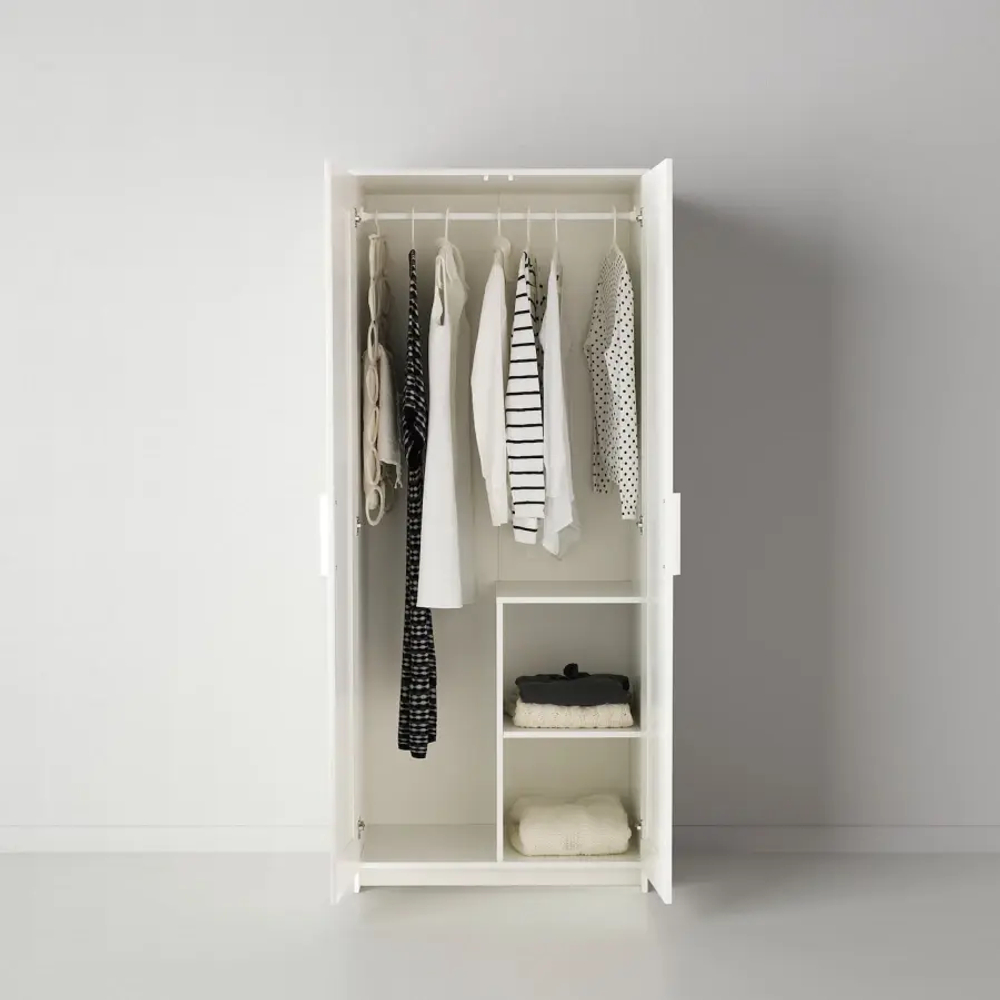 Шкаф платяной 2-дверный - IKEA BRIMNES/БРИМНЭС/БРИМНЕС ИКЕА, 78х190 см, белый