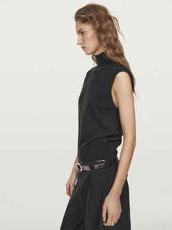 Massimo Dutti Трикотажный жилет из 100% кашемира, черный