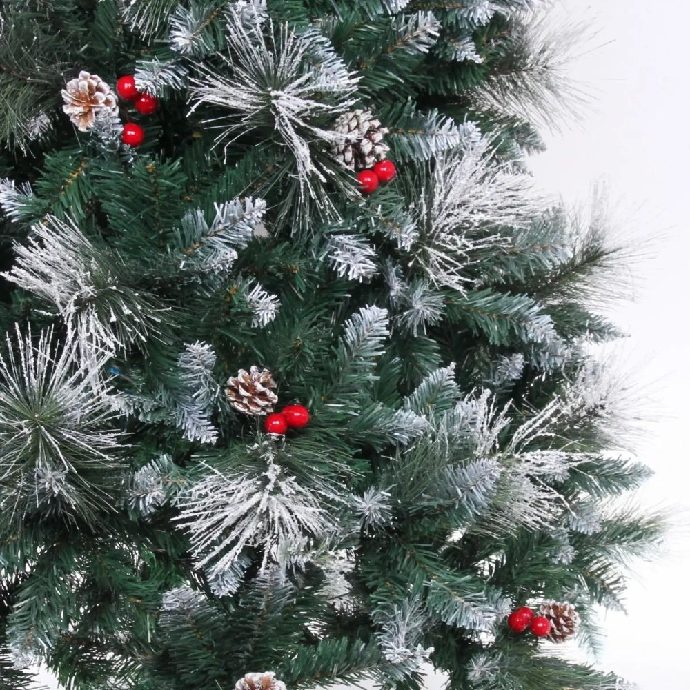 Ёлка «Роскошная» 180 см, ПВХ+леска, шишки, ягоды, иней (723 веток) (SZ809AA-180)