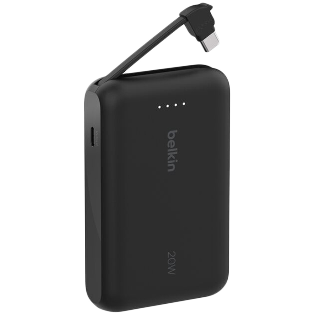 BELKIN 10k PD20w Integrated USB-C Cable Power Bank, Black
