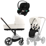Коляска 3 в 1 Cybex Priam IV Chrome Brown complete и автокресло Aton S2 i-Size Moon Black Off White